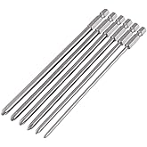 Mesee 6 Pieces Magnetic Long Phillips Screwdriver Bits, 1/4 Inch Philips Screwdriver Bits Set Tool for Manual Electric Screwd