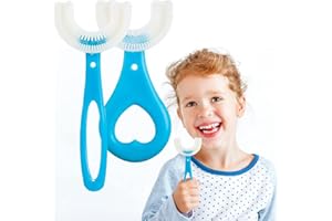 RUNMEIHE Spazzolino per Bambini a Forma di U - Testina in Silicone Morbido per Uso Alimentare, Pulizia dei Denti per l'Igiene Orale a 360°, per 2-12 Anni