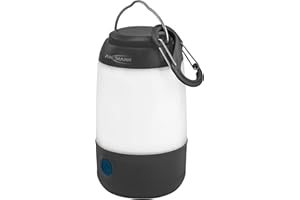 ANSMANN Lampe de camping (1 pce) – Lanterne camping compacte en plastique robuste avec crochet de suspension – Lampe LED aux trois modes d'éclairage, fonctionne à l'aide de 3 piles AAA/LR03 incluses