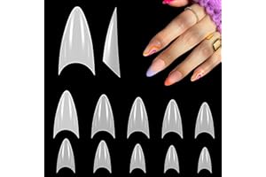 500 Piezas Uñas Postizas Estileto Francesa Blancas Cortas para Extensión Nail Art Acrilicas, LEA-SHALL Tips Uñas de Gel Kit Falsas Puntas Artificiales Semipermanentes Diseño
