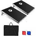 GYMAX Bean Bag Toss, Foldable Cornhole Game Set with Aluminum Frame, 8 Bean Bags and Carrying Bag, Lawn Yard Beach Game for Kids Adults Family