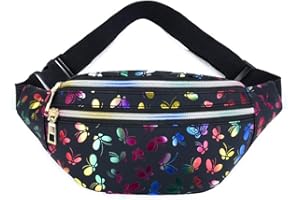 Estwell Bum Waist Bag for Women Girls Fashion PU Leather Waterproof Ladies Festival Fanny Pack Lightweight Hip Pouch Travel Holiday Waist Pack Shiny Bumbag