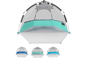 Mansader Pop Up Beach Tent for 5-6 Person, Pop Up Tent with UPF 50+ UV Protection, Waterproof Beach Tent Lightweight Easy Setup Green