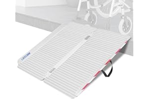 LIEKUMM Rampe de Fauteuil Roulant Pliable, 90 x 85 cm Rampe Acces Handicapé, Capacité 400 kg Rampe d'accès Antidérapante pour escaliers, seuils de Porte