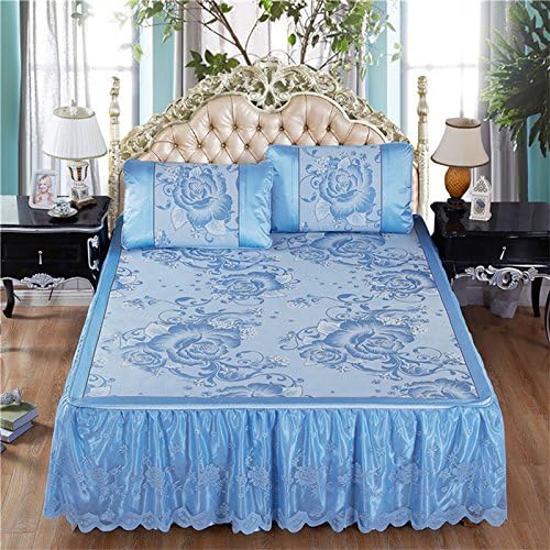 LLZBSX Ice Silk Mat/Cool Mattress/Three Piece-Suit/Ice Wire/Mat/Bed Skirt/Removable/Double/1.8M/Thick/Fold/Air Condition Seat/1.5Meter/Bed Cover Section