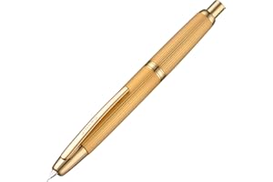 EROFA Jinhao 10 Serie Pluma estilográfica, punta fina retráctil de oro mate cepillado con convertidor de tinta y caja de metal (versión con clip)