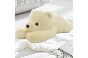 MeHoo 3.3LB Weighted Bear Plush,23.6 Inch Weighted Toy for Anxiety,Weighted Stuffed Animals Throw Pillow,Furry Weighted Plushies Hugging Pillow Cute Plush Doll for Birthday White Bear