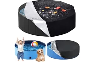 Skydd för hundpool, poolskydd rund 120 x 30 cm, vikbart UV-resistent, poolskydd med dragsko för hundplaskdamm och plaskdamm f