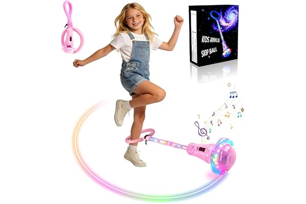 Anyingkai Anneau de Saut Clignotant pour Enfant, Anneau de Saut de Cheville, Shine Skip Ball Pliable - Cheville Skip Ball - Sport - Ballon Sauteur avec Roue Lumineuse (Rose - C)