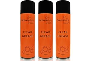 GreaseApe Clear Spray Grease Lubricant - Water Resistant - Corrosion Protection - Effective Lubrication - Non Drip - 500ml Aerosol - 3 Pack