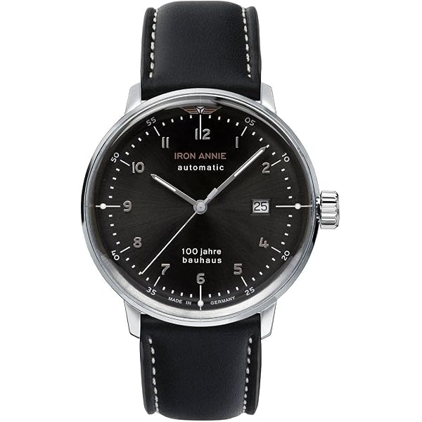 Iron Annie Montre pour Homme avec Bracelet en Cuir série Captain's Line Chronographe Date 5872, Argenté/Gris foncé, Classique