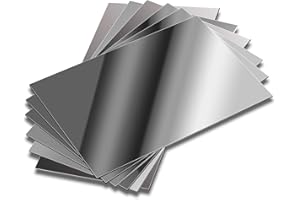 ELCOHO 6 Pack Mirrors Plastic Mirror Decor Flexible Mirror Sheets Self Adhesive Mirror Tiles Silver Mirror Board Card for Educational or Home Decor