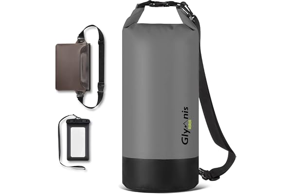 Glymnis Sac Étanche Sac Imperméable Dry Bag 10L 20L pour activités et Sports Nautiques de Plein air Natation Pêche Kayak avec Une Pochette Étanche pour Téléphone(Noir, 20L)