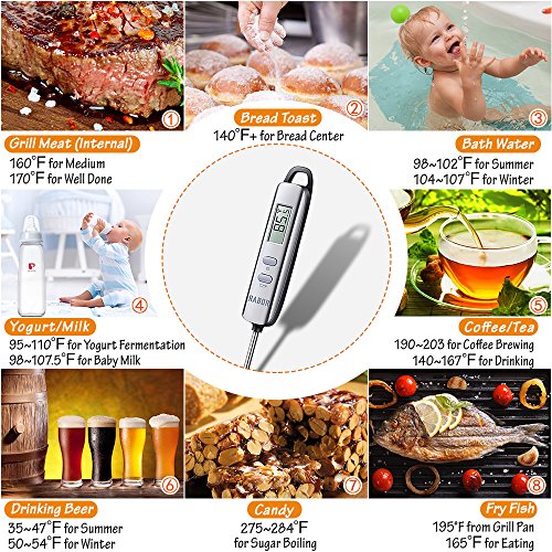 Habor Fleisch Thermometer Neue Version Digital Lebensmittel Thermometer mit 5 Sekunden Instant Lesen für Küche Kochen Wasser - 7