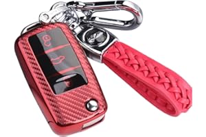 RXXR Etui na kluczyki samochodowe, kompatybilne z VW, VW Golf, etui na klucze, etui na klucze, do VW Polo, Passat, Skoda, Seat, 3 przyciski