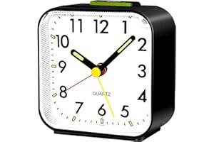 Aitvsfao Alarm Clock, Silent Alarm Clocks Bedside Non Ticking Table Clock Battery Powered Large Display Snooze Light Clocks for Heavy Sleepers Kids Bedrooms Office Travel