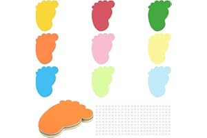 PATIKIL Footprint Cutouts, 216 Pack Paper Feet, Colorful Feet Cutout for Classroom Decoration DIY Craft Project, Assorted Color