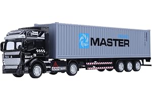 Keenso 1: 48 Simulated Container Truck Model Toy, Pull Back Truck Model Toy for Kids (Gray)