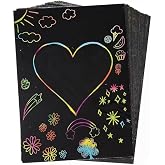 Artlantis Sihirli G&ouml;kkuşağı Kazıma Kağıdı A4 5 Yaprak 1 Paket 20x30 cm Siyah Sihirli Kağıt Rainbow Paper