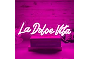 XJNOLGXIQU Enseigne au néon La Dolce Vita Enseigne au néon rose Néons USB Lettrage LED Décoration murale Lettrage au néon Convient pour la décoration des chambres de filles et des salons