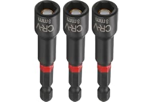 QUARKZMAN 3 stycken nötfäste borr 8 mm metrisk hylsnyckel 1/4 tum sexkantsskaft 65 mm (3 tum) lång magnetisk 6-punkts hylsnyc