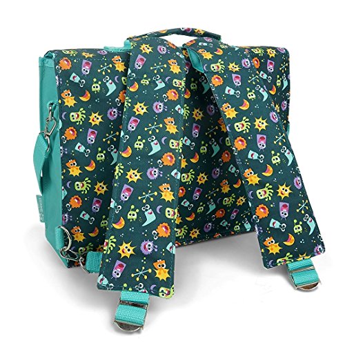 Les Skewies - Bougeotte Aliens - Sac à dos convertible - Eco Soft, Bretelles et Bandoulière Amovibles, A4