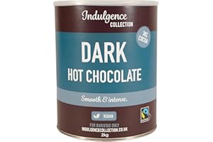 Indulgence Collection Dark Hot Chocolate 2kg, 80 Servings – Fairtrade and Vegan Cocoa Powder – Rich and Velvety Drinking Chocolates, Perfect for Any Occasion