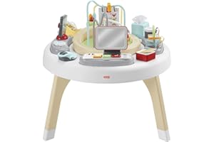 Fisher-Price centre d’activités 2-en-1 Bébé au Travail, table d’activités et de jeu pour bébés et jeunes enfants avec musique, lumières et sons, HBM26