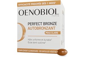 Oenobiol Autobronzant Peau Claire Perfect Bronze- Efficace dès Le 1er mois sans soleill - Concentration de 5 pigments 100% d'iorigine végétale - Complément Alimentaire 30 Capsules - Programme 1 Mois