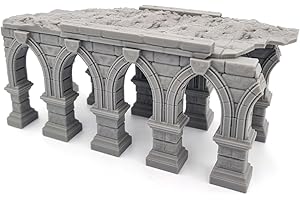 Q P Quality Printing 3D - Mittelalterliche Gehweg-Brücke mit Säulen - Fantasy-Plattform-Tisch-Landschaft & RPG 28-32mm Miniaturen Wargame Requisiten DnD D&D