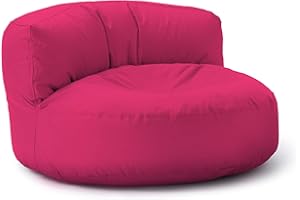 Lumaland - Pouf per esterni, pouf rotondo, con imbottitura da 320 l, 90 x 50 cm, rosa