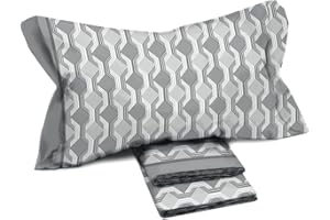 il dolce stile della tua casa set completo lenzuola per letto 1 piazza e mezza 130x200 cm puro cotone stampate fantasia (sean grigio)