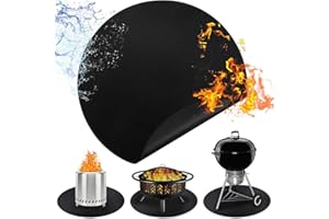 PYEUIFT Tappetino per braciere, 20 Pollici Stuoia Ignifugo Stuoia per sotto la griglia, protegge patio terrazza erba da incendio, Tappeto per Pozzo del Fuoco per Falò Griglia a Carbone barbecue Smokier, Nero