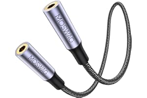 MOSWAG Złącze Aux 3,5 mm żeńskie na żeńskie, TRRS 4-biegunowy przedłużacz stereo adapter wtyczki przedłużacz audio do laptopów, komputerów stacjonarnych, komputerów, gitar, DVD, mikserów, głośników