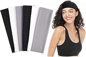 ‎WITBICG 6 Stück Stirnband Damen, Witbicg Haarbänder Schweißband Stirn Schweissband Kopf Sport Stirnband Dünn Sport Stirnband Haarband Jungen Zum Laufen, Radfahren, Yoga, Elastischer Feuchtigkeitstransport