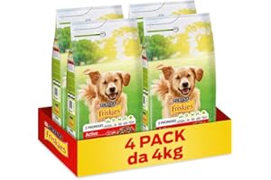 PURINA FRISKIES Active Crocchette per Cani Adulti con Manzo 4 Sacchi da 4kg
