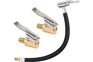 Yeepeo Ventilverlängerung Set, 20cm Reifenfüller Schlauch mit 2 Stück 8mm Autoventil Hebelstecker Air Chuck Reifenfüllschlauch Autoventil Adapter für Auto Fahrrad Motorrad Kompressor