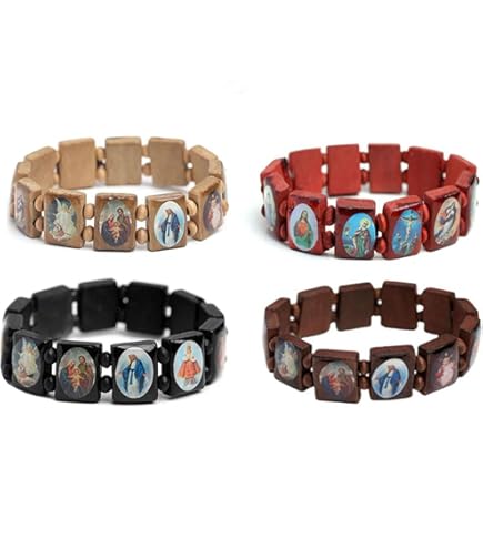 Bracelet Fait Main Perles Croix Latine Et Saint-Georges - Acier Inoxydable Blanc