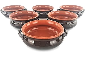 NUOVA COLÌ Set 6 TEGAMI Apulia in Terracotta - 6 Ciotole con Manici Ø 14 o 17 cm - Colì (Ø cm 14)