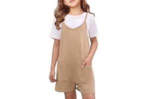 CPAMSKY Pagliaccetto Corto Ragazza Estivo Tuta con Spalline da Bambina Monopezzi e Tutine Jumpsuit Spiaggia Vacanza con Tasche Casual Outfit Senza Maniche per Bambini