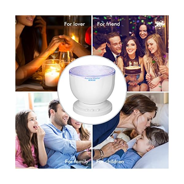 Semlos Romantic 8 Modes Color Changing Mood Light Ocean Wave Projector Light with Built-in Mini Speaker for Bedroom Bathroom Children Room - Image 8