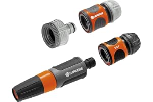 Gardena zestaw podstawowy do podlewania, z przyłączami do węży 13 mm (1/2") i 15 mm (5/8”): zestaw przyłączeniowy do kranu, ze zraszaczem prostym (18291-20)