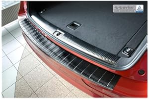 AVISA Black Stainless Steel Rear bumper protector compatible with Audi Q5 2008-2012 & 2012- 'Ribs'