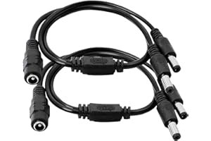 GINTOOYUN 2 szt. 5,5 x 2,1 mm 1 żeński do 2 męski rozdzielacz 2-drożny kabel zasilający DC, do kamer monitoringowych CCTV, routerów do monitoringu, DVR i innych