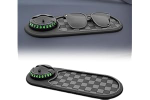 LONGGAOGAO Multifunction Car Anti-Slip Mat Auto Universal Phone Holder, 360° Drehbar Anti-Rutsch-Armaturenbrett Matte mit Parknummer für Handy, Schlüssel (Schwarz)