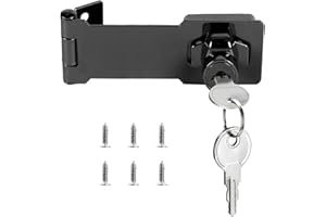 MEJARIZON Schrank Schloss, 100mm (4in) Überfalle Abschließbar mit Schlüsseln, Rostfreie Stähle Hasp Lock Vorhängeschloss Torriegel, Möbelschloss mit Schlüssel Schloss Vorrichtung(Schwarz)