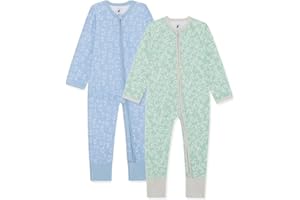 Bramble & Bear 2er-Pack Kleinkind- und Baby-Schlafanzüge für Jungen und Mädchen – Bio-Baumwolle Baby-Nachtwäsche – Mit durchgehendem Reißverschluss