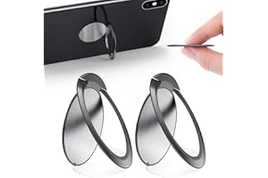 yuejuhe 2 Stück Handy Ring Halterung, 360 Grad Drehung 1,8 mm Ultradünner Ring Ständer, Handy Halterung Finger für Smartphone, Magnetische Autohalterung