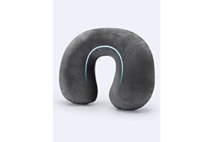 Pitasha Nadmuchiwana poduszka podróżna, miękka aksamitna, nadająca się do prania, kompaktowa, przenośna, podpierająca głowę i kark, do relaksu w biurze, samolocie, samochodzie, pociągu (ciemnoszara)