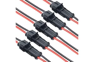 DONJON Auto Impermeabile Connettore, 2 pin connettori per cavi automobilistici, Connettori Elettrici con16 AWG Filo,Terminale Spina Connettore per auto, moto, camion, barca (5 set)